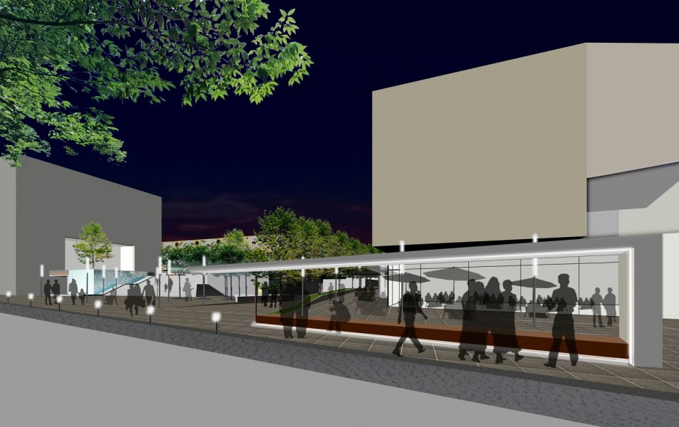 Ludwigsburg, Platz vor der MHPArena Bushaltestelle