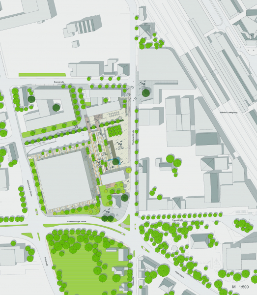 Ludwigsburg, Platz vor der MHPArena Lageplan