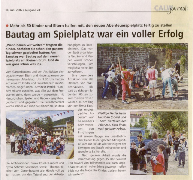 Calw Stadtpark Kleiner Brühl Presse